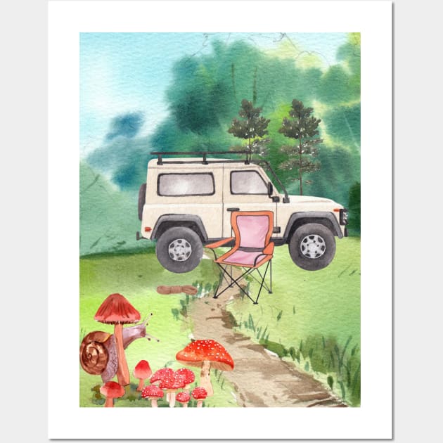 Camping Outdoor in a Jeep Wall Art by Martsy